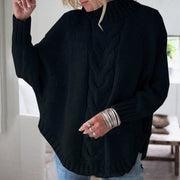 Women's Cable Knit Turtleneck Jumper Oversized Fit
