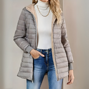 Women's Hooded Quilted Puffer Coat with Fleece Lining