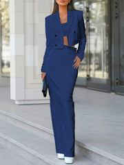 Women's Pinstripe Blazer and Trouser Set Office Wear