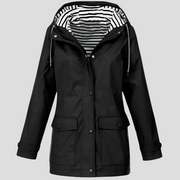 Women's Waterproof Hooded Raincoat with Zip Closure