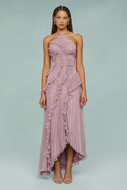 Paige | Women’s Pleated Ruffle Halter Midi Dress