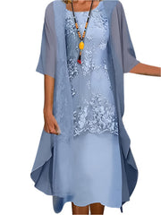 Caroline | Women's Wedding Guest Dress with Flowing Sheer Sleeves Midi Dress