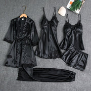 Women's Satin Lace Nightwear Set 5-Piece for Sleepwear