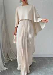 Makayla | Women’s Wedding Guest Pleated Cape Maxi Dress