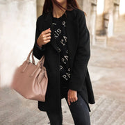 Women's Double-Breasted Longline Coat with Notch Collar