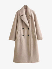 Women's Longline Lapel Trench Coat with Open Front