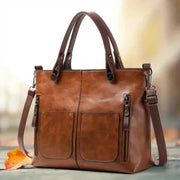 Women's Structured Tote Handbag with Front Pockets