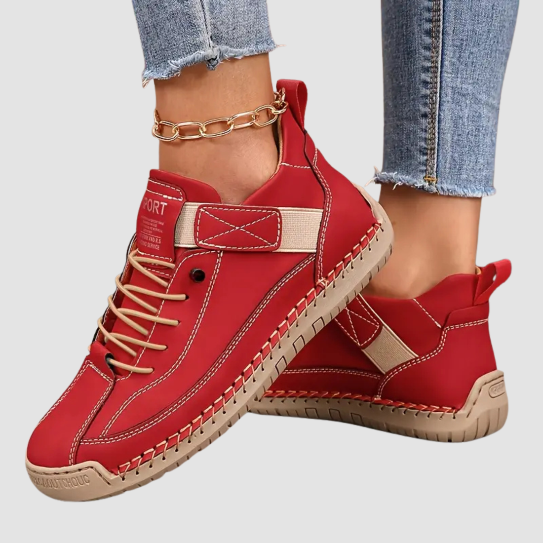 Mia sneakers elastic side section and fastening