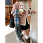 Women's Oversized Shearling Jacket with Wide Lapels