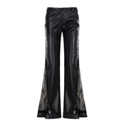 Women's High-Waist Flared Trousers with Zipper Detail