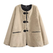 Women's Oversized Teddy Jacket with Toggle Fastenings