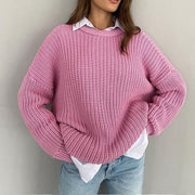 Women's Relaxed Fit Ribbed Jumper with Layered Collar