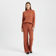 Women's Turtleneck Knit Loungewear Set with Wide-Leg Trousers