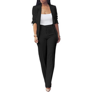 Women's Open Blazer and Slim Trousers Set for Work