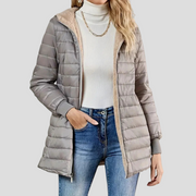 Women's Hooded Quilted Puffer Coat with Teddy Lining