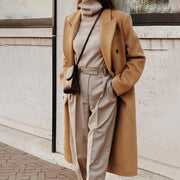 Women's Double-Breasted Wool Blazer Notched Lapel