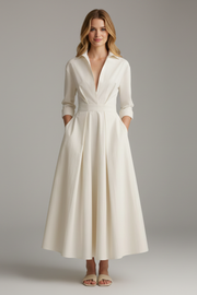 Sarah | Women’s Button Front Collared Midi Dress