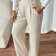 Women's High-Waist Wide-Leg Trousers with Elastic Waist
