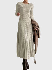 Women's Cable Knit Maxi Dress with Long Sleeves