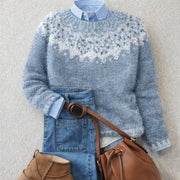 Women's Fair Isle Jumper with Crew Neck and Relaxed Fit