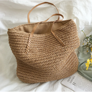 Women's Woven Straw Shoulder Bag with Spacious Interior